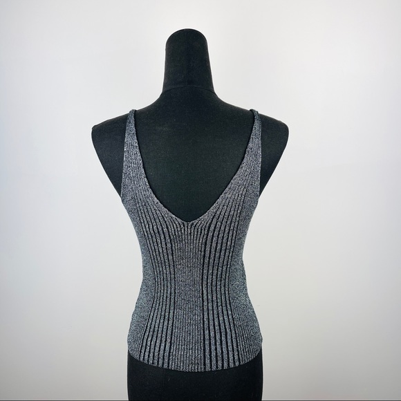 Forever 21 Silver Black Stretch Knit Tank Top M - Picture 3 of 11